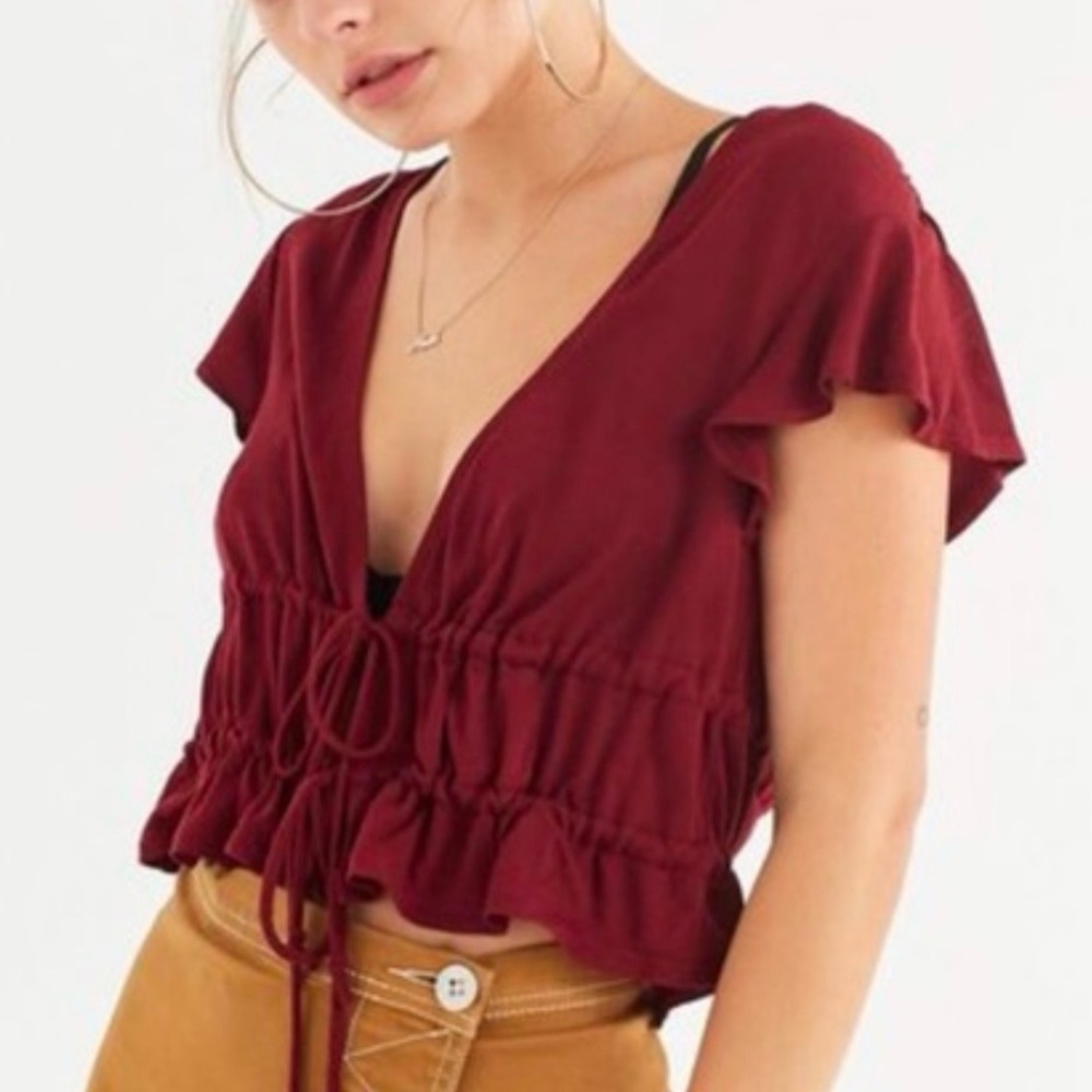 Urban Outfitters Kimchi Blue Modern Romance Cropped Ruffle Top